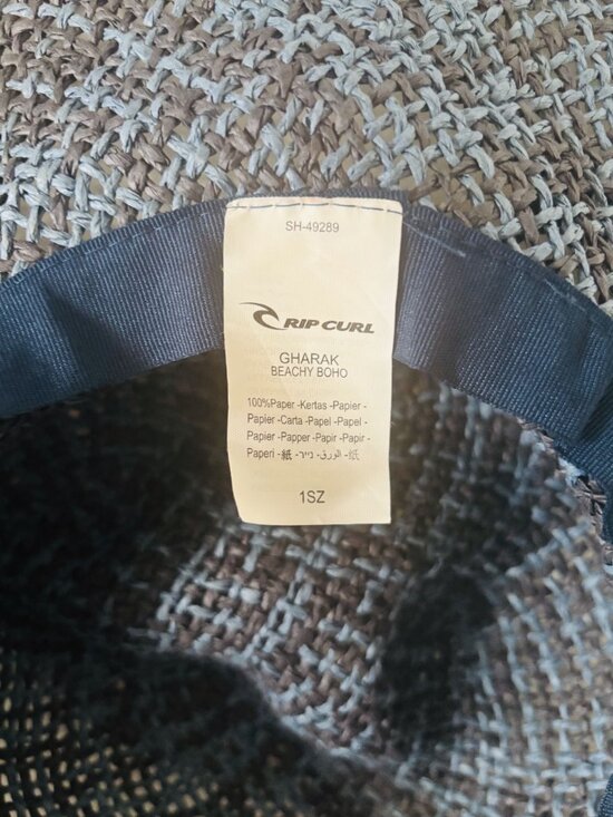 Rip Curl Frayed Raffia Sun Hat - Wide Brim Boho Floppy Beach Hat - Blue & Navy main image 7